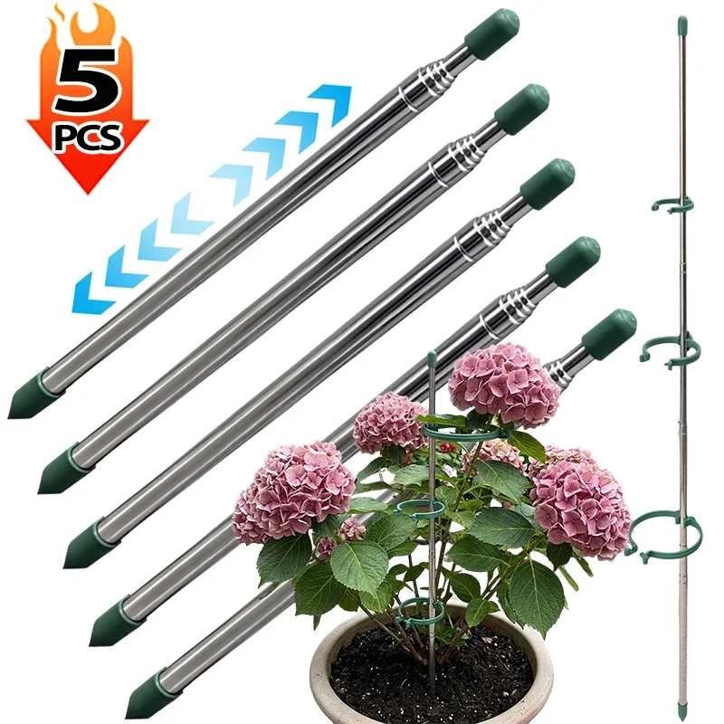 Gardening Tools Green - 5/1PCS Retractable Plant Support Ring Green