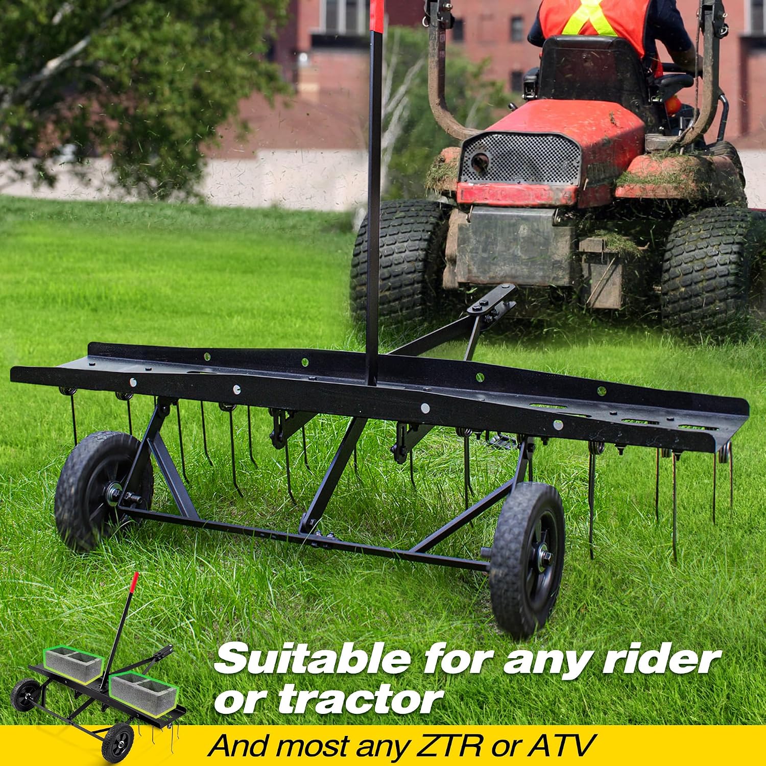 Tow Behind Lawn Dethatcher Rak - Gardening Tools Lawn Mower review and price