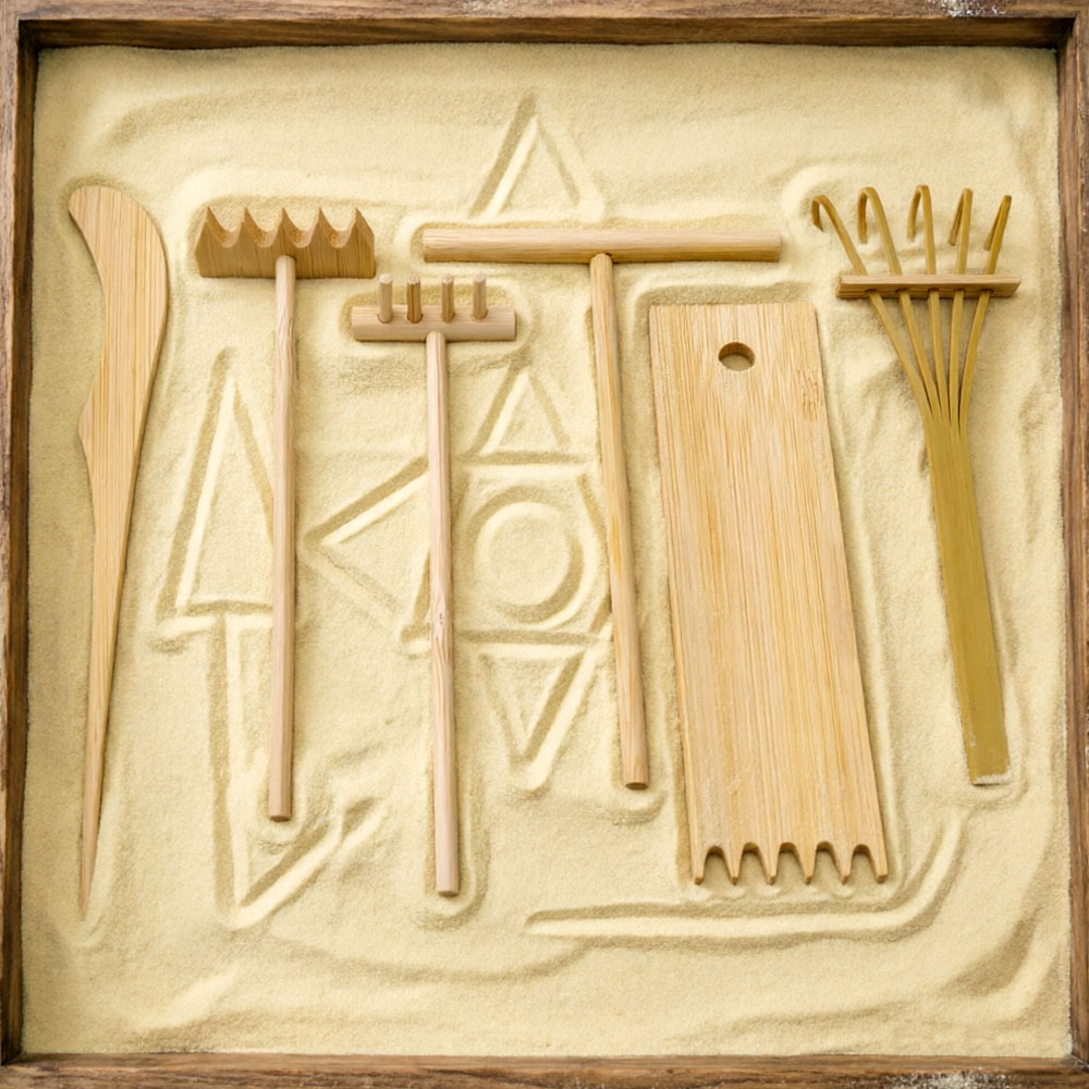 6 Pcs Bamboo Sand Rake Tool Ki - Zen Gardening Tools review and price