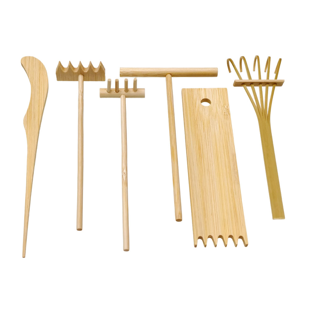 6 Pcs Bamboo Sand Rake Tool Ki - Zen Gardening Tools review and price