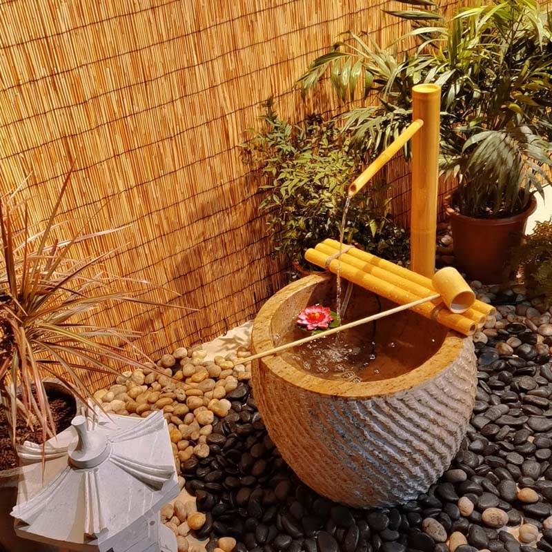 Japanese bamboo Jinglu stone b - Zen Gardening Tools review and price