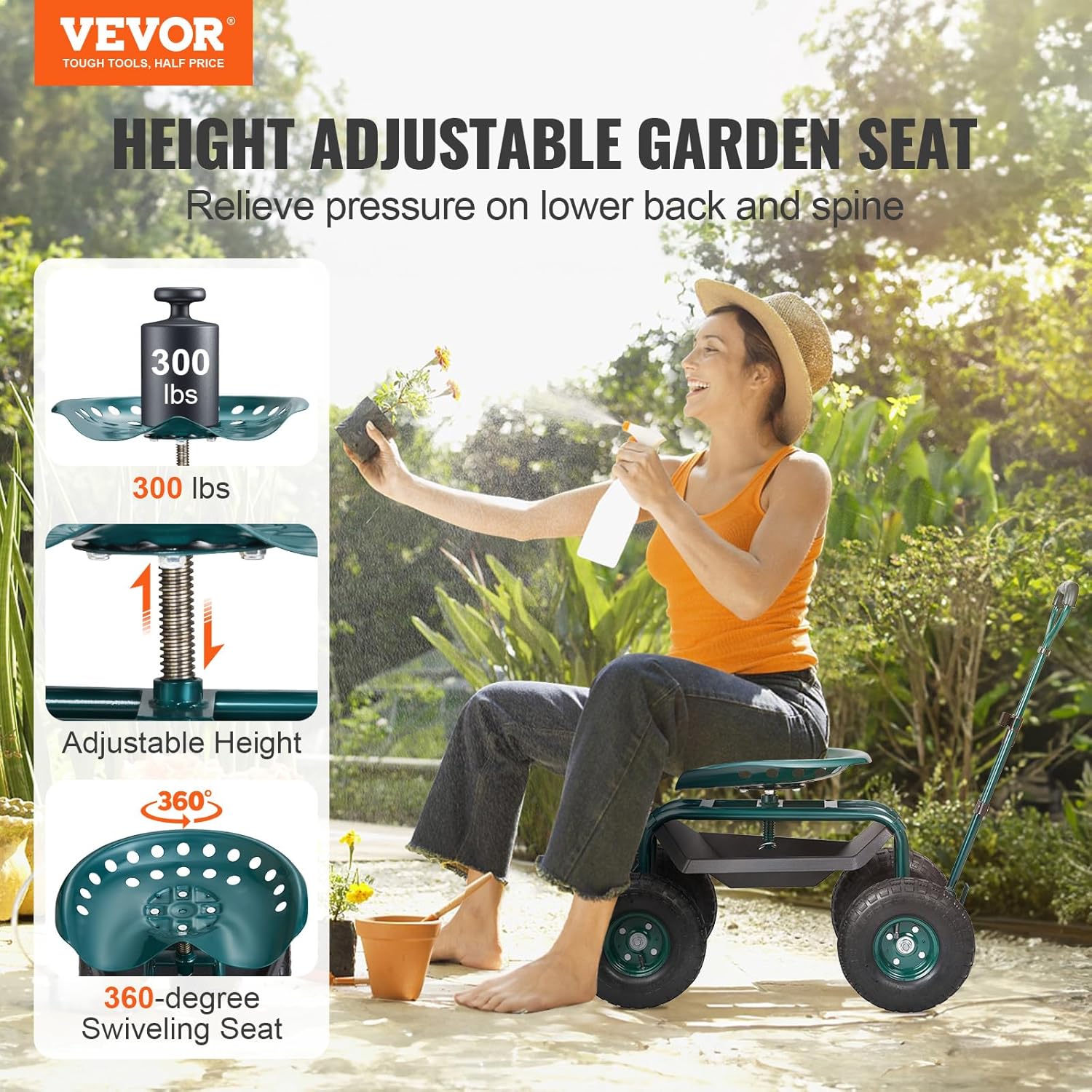 Garden Cart Rolling Workseat w - Gardening Tools Green review and price